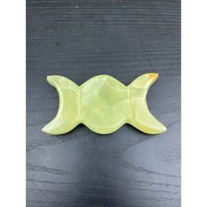 Green Calcite Moon Carving Crystal Crescent Healing Stone Decor
